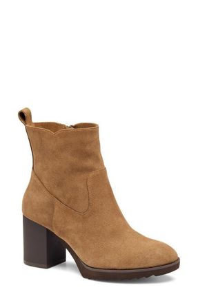 Johnston & Murphy Izzie Waterproof Platform Bootie in Whiskey Waterproof Suede at Nordstrom, Size 6.5