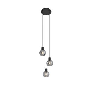 QAZQA Art D&eacute;co L&aacute;mpara Colgante Art Deco Negra Con Cristal Ahumado Redonda 3-luces - Vidro Vidrio /acero Redonda Adecuado Para Led Max. 3 X 25 Watt - Qazqa