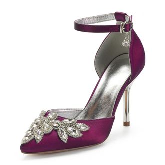 Miyoopark Womens High Heel Wedding Shoes Beaded Elegant Formal Party Pumps M530 Purple UK 4.5