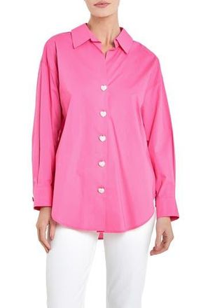 English Factory Oversize Cotton Button-Up Shirt in Fuchsia at Nordstrom Rack, Size X-Small