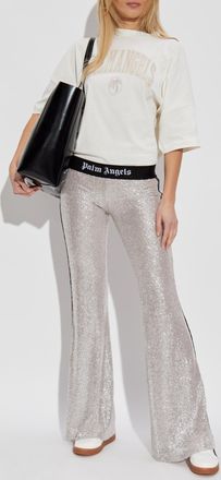 Palm Angels Sequin Trousers, Womens, Silver