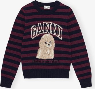 Ganni Mixed Crewneck with Poodle
