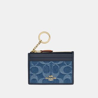 Coach Womens Mini Skinny Id Case In Signature Denim - Blue - One Size