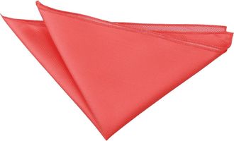 DQT Plain Solid Check Formal Casual Wedding Handkerchief Pocket Square Hanky Coral