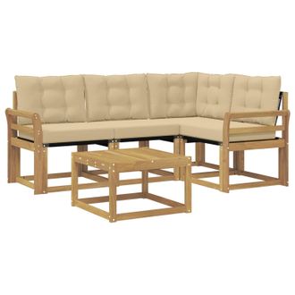 vidaXL Conjunto De Sof&aacute;s De Exterior Con Coj&iacute;n 5 Pcs Y Beige Vidaxl