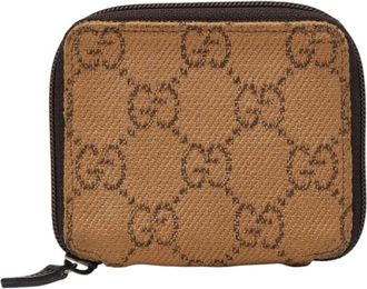 Gucci Beige Canvas Leather Coin Purse/Coin Case (Pre-Owned)