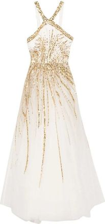 Saiid Kobeisy Tulle Beaded Dress With Halter Neckline