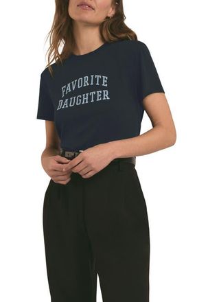 Favorite Daughter The Collegiate Logo Crop Graphic T-Shirt in Navy at Nordstrom, Size X-Large