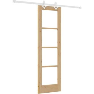 vidaXL Vidaxl - Puerta Corrediza Manual Marr&oacute;n 61 X 198.5 Cm Madera Y Metal