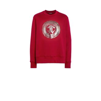 Roberto Cavalli Mens Carmine Foiled Emblem Sweatshirt, Size Medium