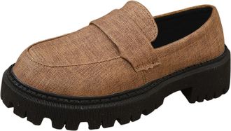 Generic British Style Retro Sneakers for Women Orthotic Casual Loafers with Thick Sole Comfort Footwear for Autumn and Spring Seasons (Brown, 6.5)