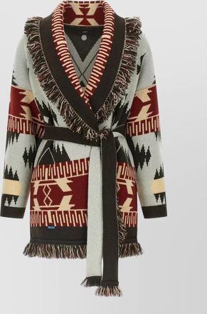 Alanui icon cardigan shawl collar belted fringe