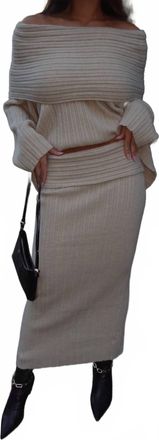 Le Lis Blanc Deux Brynn Sweater Skirt Set In Cream