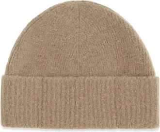 Ami UBO005KN0135 Ribbed Wool Beanie - Beige