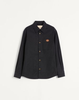 Valentino Giacca Camicia In Nylon Con Patch VLogo Uomo NAVY 44