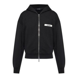 Jacquemus Zip-throughs, male, Black, Size: 2XL Le Hoodie Zip Gros Grain
