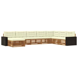 vidaXL Conjunto De Sof&aacute;s De Exterior Con Coj&iacute;n 8 Pcs Natural Y Crema Vidaxl
