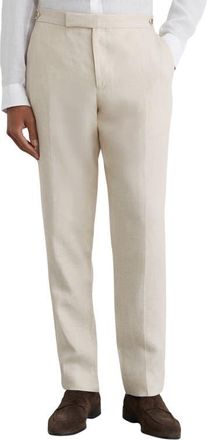 Reiss Atlantic Tailored Fit Linen Pants in Stone at Nordstrom, Size 28