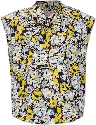 Marni Bloesemprint Top - Dames - Blouses - Veelkleurig - 2XS - Katoen - Overhemden