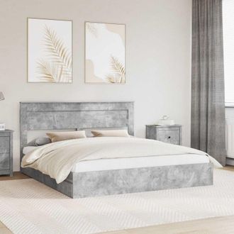 vidaXL Storage Bed Concrete Grey 200 x 200 cm Engineered Wood vidaXL