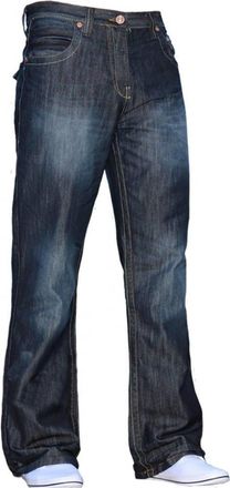 Enzo Jeans Mens Bootcut Flared Denim Dark Used Look Jeans W30 - L34