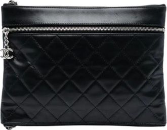 Chanel Pre-owned Clutches, female, Black, Size: ONE SIZE Pre-owned Leather Clutch