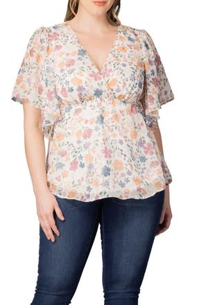Kiyonna Seaside Serenade Top in Pale Blossoms at Nordstrom, Size 5X