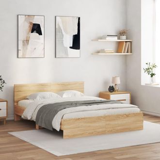 vidaXL Vidaxl - Estructura De Cama Cabecero Y Luces Led Roble Sonoma 150x200 Cm