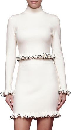 Avec Les Filles Ruffle Trim Mock Neck Sweater in Cream at Nordstrom Rack, Size X-Large