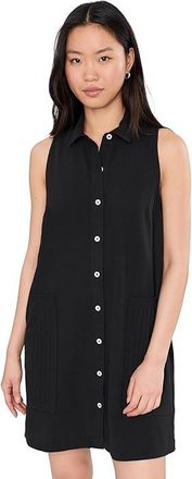 Lilla P Sleeveless Pleat Pocket Dress Womens Dress Black : SM, Cotton