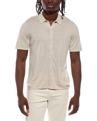 Autumn Cashmere Button Down Contrast Linking Cashmere-Blend Shirt