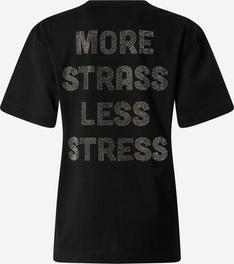 Pinko Womens Cotton T-Shirt More Strass Less Stress Black T-Shirts & Jerseys