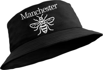 Generic Manchester Bee Bucket Hat (Manchester Text Bee) (UK, Alpha, L, Black)