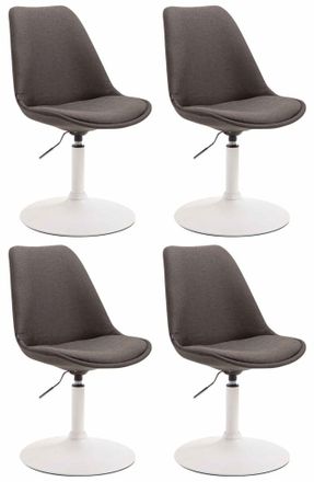Clp Clp - Set De 4 Sillas De Comedor Maverick En Tela Gris Oscuro Blanco