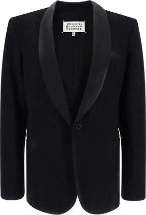 Maison Margiela Zwarte Wollen Blazer Elegant Stijlvolle Vrouwen - Dames - Blazers - Zwart - 2XS - Wol - Jassen