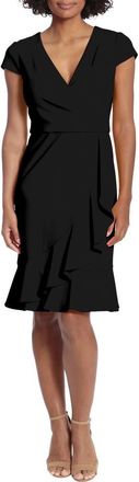 London Times Ruffle Faux Wrap Dress in Black at Nordstrom Rack, Size 6