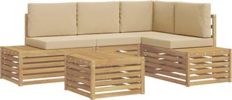 vidaXL Conjunto De Sof&aacute;s De Exterior Con Coj&iacute;n 5 Pieza Blanco Vidaxl