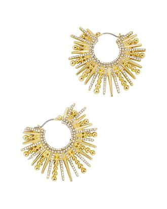 Liv Oliver 18K Plated Cz Radiant Sunburst Hoop Hoops