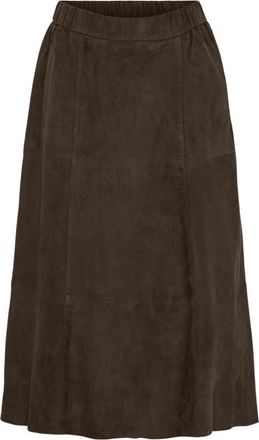 Notyz Midi A-lijn Rok - Dames - Midirokken - Bruin - XS - Leer - Rokken
