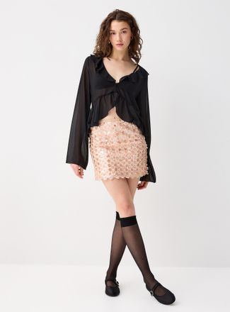 Twik Womens Floral sequins miniskirt