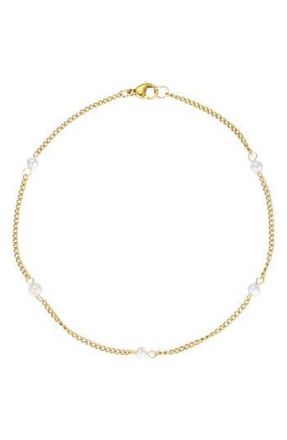 Adornia Faux Pearl Station Anklet in White/Gold at Nordstrom Rack