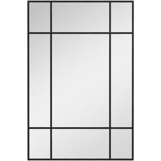 HOMCOM Espejo Rectangular De Pared Espejo De Ventana 90x60 Cm Con Marco De Metal Espejo Decorativo Para Sal&oacute;n Dormitorio Entrada Negro