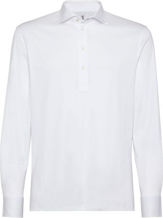 Brunello Cucinelli shirt-sleeved cotton-blend polo shirt - men - Polyester/Cotton - 4XL - White