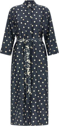 Max Mara Blue Polka Dot Maxi Dress
