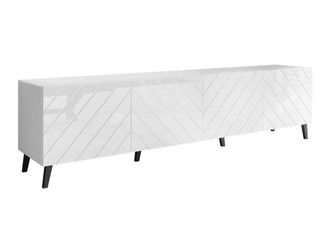 Mirjan24 Mobilier1 - Mueble Tv Charlotte 145, Blanco + Blanco Brillante, N&uacute;mero De Puertas: 0, N&uacute;mero De Cajones: 0, 200x52x42cm