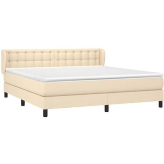 vidaXL Cama Box Spring Con Colch&oacute;n Tela Color Crema 160x200 Cm Vidaxl