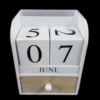 Trade Shop Trade Shop - Portapenne Oggetti Con Cassetto Datario Legno Country Chic Design Arredo