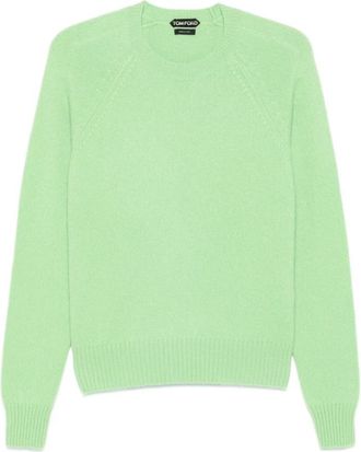 Tom Ford Felted Cashmere Crew Neck - Heren - Cashmere truien - Groen - L - Kasjmier - Truien & Vesten