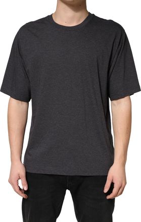 Dolce & Gabbana Mens Dark Grey Cotton Crewneck Short Sleeve Gray