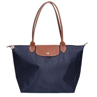 Longchamp Brown Navy Nylon Tote Bag (Pre-Owned)